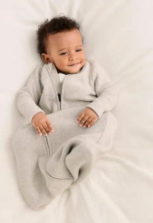 hessnatur Baby Fleece Schlafsack aus Bio-Baumwolle - beige - Größe 70 cm