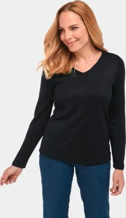 GOLDNER Strickpullover Unkomplizierter Pullover mit V-Ausschnitt
