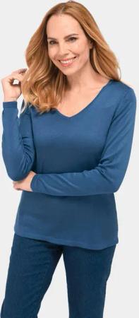 GOLDNER Strickpullover Unkomplizierter Pullover mit V-Ausschnitt