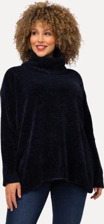 Ulla Popken Longpullover Chenille-Pullover Oversized Stehkragen