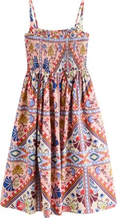 Next Midikleid Gesmoktes Midikleid mit Karree-Ausschnitt