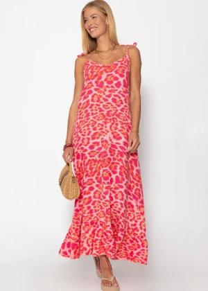 SASSYCLASSY Minikleid Musselin Maxikleid mit Leo-Print