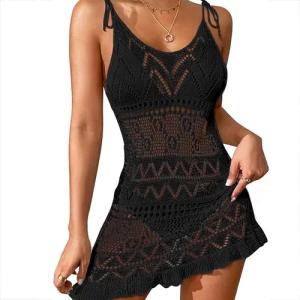 RWEUOQ Blusenkleid Strandkleid, Kurze Strickband Tief