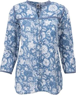 Guru-Shop Longbluse Handbedruckte Bohobluse, luftige Baumwollbluse..