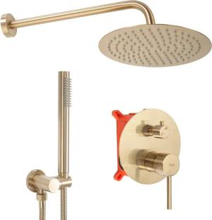 wohnwerk.idee Duschsystem Duschgarnitur Regendusche Unterputz Gold