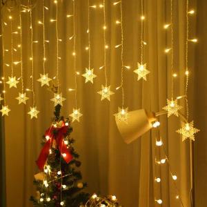 Sunicol LED-Lichterkette LED Lichtervorhang Lichterkette, Schneeflocke