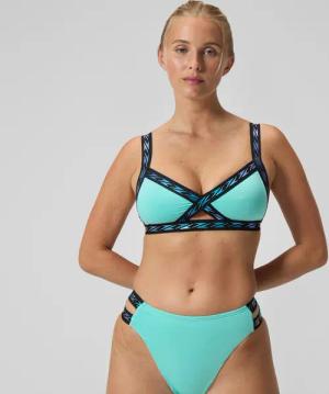 FLU3NTE Logo Elastisches Bikinioberteil Türkis für Damen