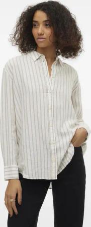 Vero Moda Hemdbluse "VMLINN LINEN LS SHIRT WVN NOOS", hochwertige Qaulität mit Leinen
