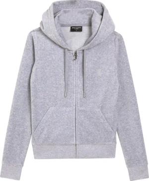 Juicy Couture Kapuzennickijacke "ROBERTSON HOODIE Damen", mit Kapuze, Trainingsjacke Damen, Sweatjacke mit Kapuze, Velour, mit Glitzer, Sale