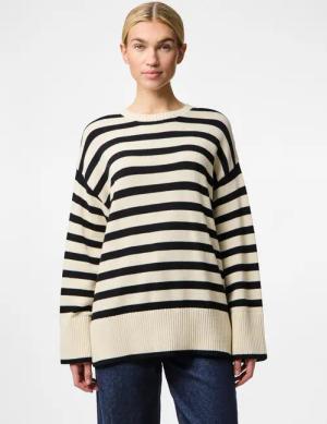 pieces Rundhalspullover "PCAVA LS O-NECK SLIT KNIT NOOS"