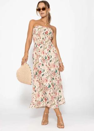 SASSYCLASSY Minikleid Gesmoktes Bandeau-Kleid mit Print