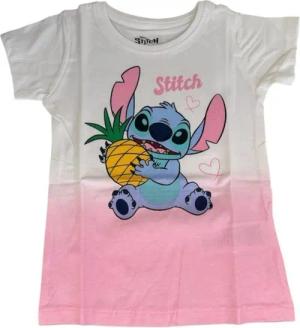 Disney T-Shirt Stitch-Kurzarm-Shirt für Mädchen, Weiß-Rosa