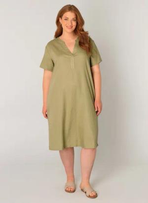 Base Level Curvy Tunikakleid "Yacinthe", Sommerkleid mit Leinen