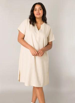 Base Level Curvy Tunikakleid "Yacinthe", Sommerkleid mit Leinen