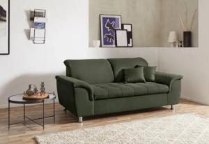 DOMO collection 2-Sitzer "Franzi, zeitlos & elegant, moderne Sitzheftung", wahlweise mit Kopfteilverstellung, inklusive Zierkissen