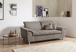 DOMO collection 2-Sitzer "Franzi, zeitlos & elegant, moderne Sitzheftung", wahlweise mit Kopfteilverstellung, inklusive Zierkissen