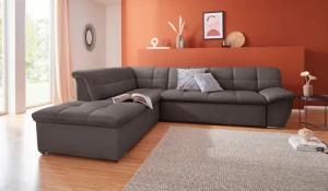 DOMO collection Ecksofa "Lagoa, moderne Sitzheftung, bequem und komfortabel, L-Form", wahlweise mit Bettfunktion, frei im Raum stellbar, große Farbvielfalt