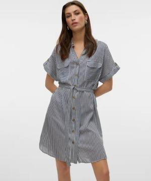 Vero Moda Midikleid "VMBUMPY SS SHORT SHIRT DRESS WVN GA NOOS", Sommerkleid