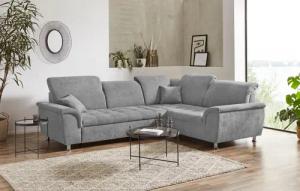 DOMO collection Ecksofa "Franzi, zeitlos und elegant, moderne Sitzheftung, L-Form", wahlweise mit Kopfteilverstellung (dann Breite: 275 cm)