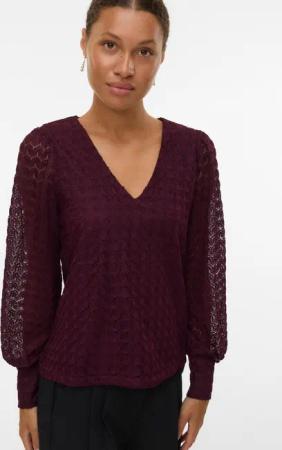 Vero Moda Langarmshirt "VMBECCA LS V-NECK LACE TOP JRS NOOS"