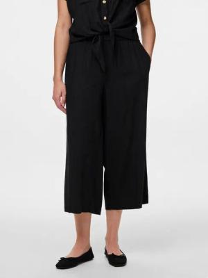 pieces Schlupfhose "PCPIA HW WIDE CULOTTE WVN NOOS", Sommerhose, mit Leinen