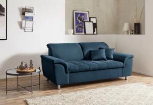 DOMO collection 2-Sitzer "Franzi, zeitlos & elegant, moderne Sitzheftung", wahlweise mit Kopfteilverstellung, inklusive Zierkissen