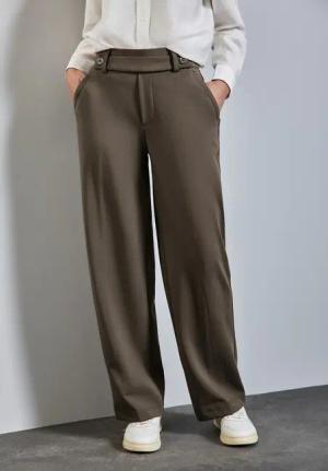 STREET ONE Stoffhose, Sommerhose mit Knopfdetail am Bund