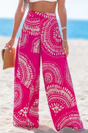Pink Abstrakte High-Waist Hose