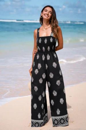 Verzierter Ärmelloser Quadratischer Ausschnitt Jumpsuit