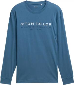 TOM TAILOR Herren Langarmshirt mit Logo-Print, blau, Uni, Gr. XXXL