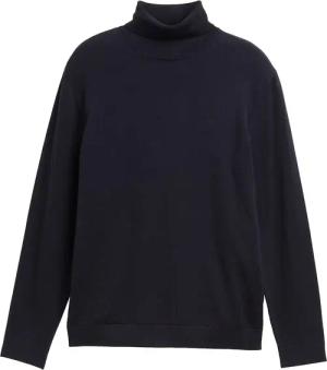 TOM TAILOR Herren Rollkragenpullover aus Baumwolle, blau, Meliert, Gr. S
