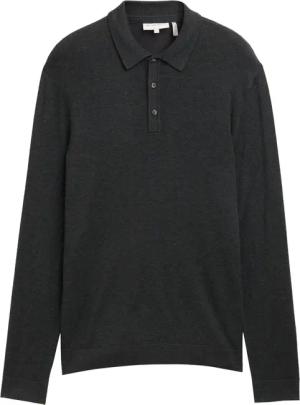 TOM TAILOR Herren Strick-Poloshirt aus Viskose, schwarz, Meliert, Gr. XXXL