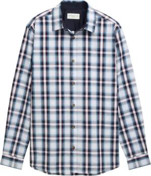 TOM TAILOR Herren Regular Fit Hemd mit Karo-Muster, blau, Kariert, Gr. L