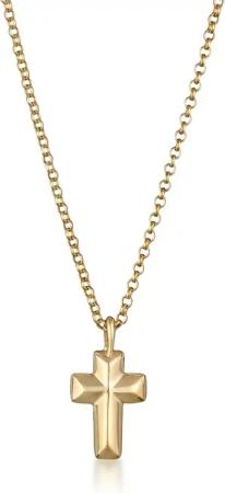Kuzzoi Halsketten - Halskette Anhänger Kreuz 375 Gelbgold - Gr. unisize - in Gold - für Damen