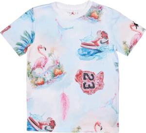 Jordan Flamingo Aop Unisex T-Shirts - Weiß - Größe 137 - 147 CM - Baumwoll-Jersey