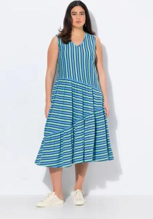 Ulla Popken Midikleid Midikleid A-Linie V-Ausschnitt