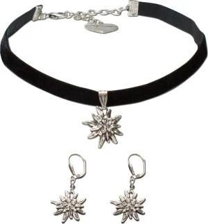 Alpenflüstern Ketten-Set Trachtenschmuck-Set Trachten-Samt-Kropfband und Ohrhänger