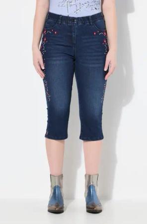 Ulla Popken Funktionshose Caprijeans Sarah Trachten-Stickerei