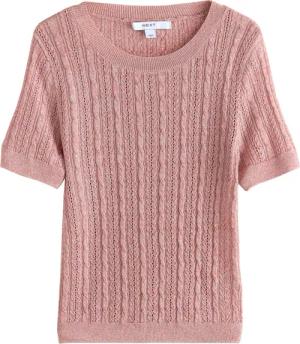 Next Rundhalspullover Rundhals-T-Shirt mit Spitze, Mesh
