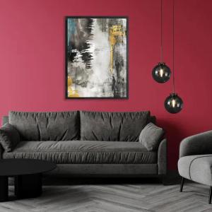 queence Leinwandbild "Abstrakt Gold", Abstrakt-Abstrakte-Kunst-Modern, mit einem Schattenfugenrahmen veredelt