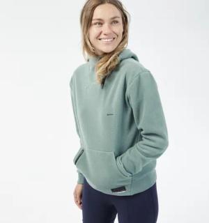 Fleece-Kapuzenpullover Damen Wandern - MH100 grün