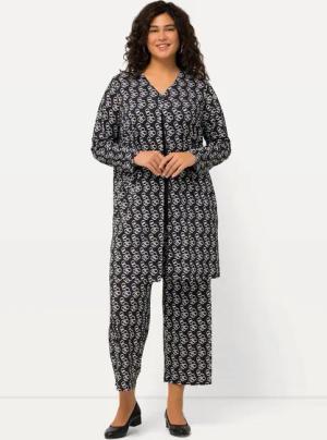 Ulla Popken Longshirt Jerseyjacke Ringmuster A-Linie