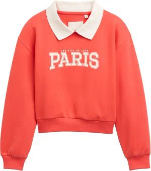 TOM TAILOR Mädchen Cropped Sweatshirt mit Kragen, rot, Uni, Gr. 176
