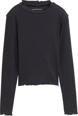 TOM TAILOR Mädchen Cropped Langarmshirt mit Rippstruktur, grau, Uni, Gr. 176