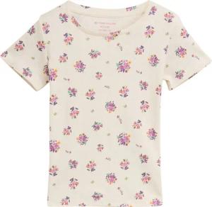 TOM TAILOR Mädchen Ajour T-Shirt mit Blumenmuster, weiß, Geblümt, Gr. 92/98