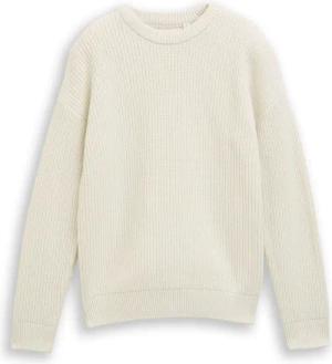 TOM TAILOR Jungen Strickpullover mit Rückenprint, weiß, Uni, Gr. 140