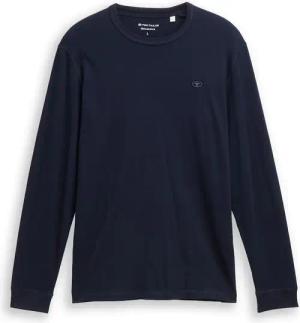 TOM TAILOR Herren Basic Langarmshirt aus Baumwolle, blau, Uni, Gr. S