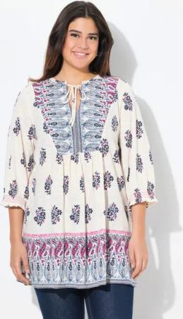 Ulla Popken T-Shirt Shirt-Tunika A-Linie Tunika-Ausschnitt
