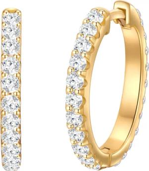 Trilani Paar Creolen gelbgold, mit Zirkonia