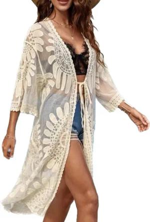 RWEUOQ Strandkleid Kimono Sommerkleid Damen Boho